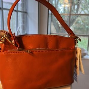 Beautiful Orange Italian Leather Divina Firenze  Satchel